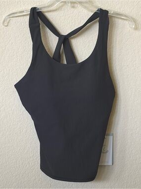 Calme Ribbed Black Cross-Back Tank Top Size M